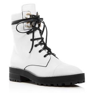 Almost Brand New Stuart Weitzman Lexy Combat Boots in White; Size US6